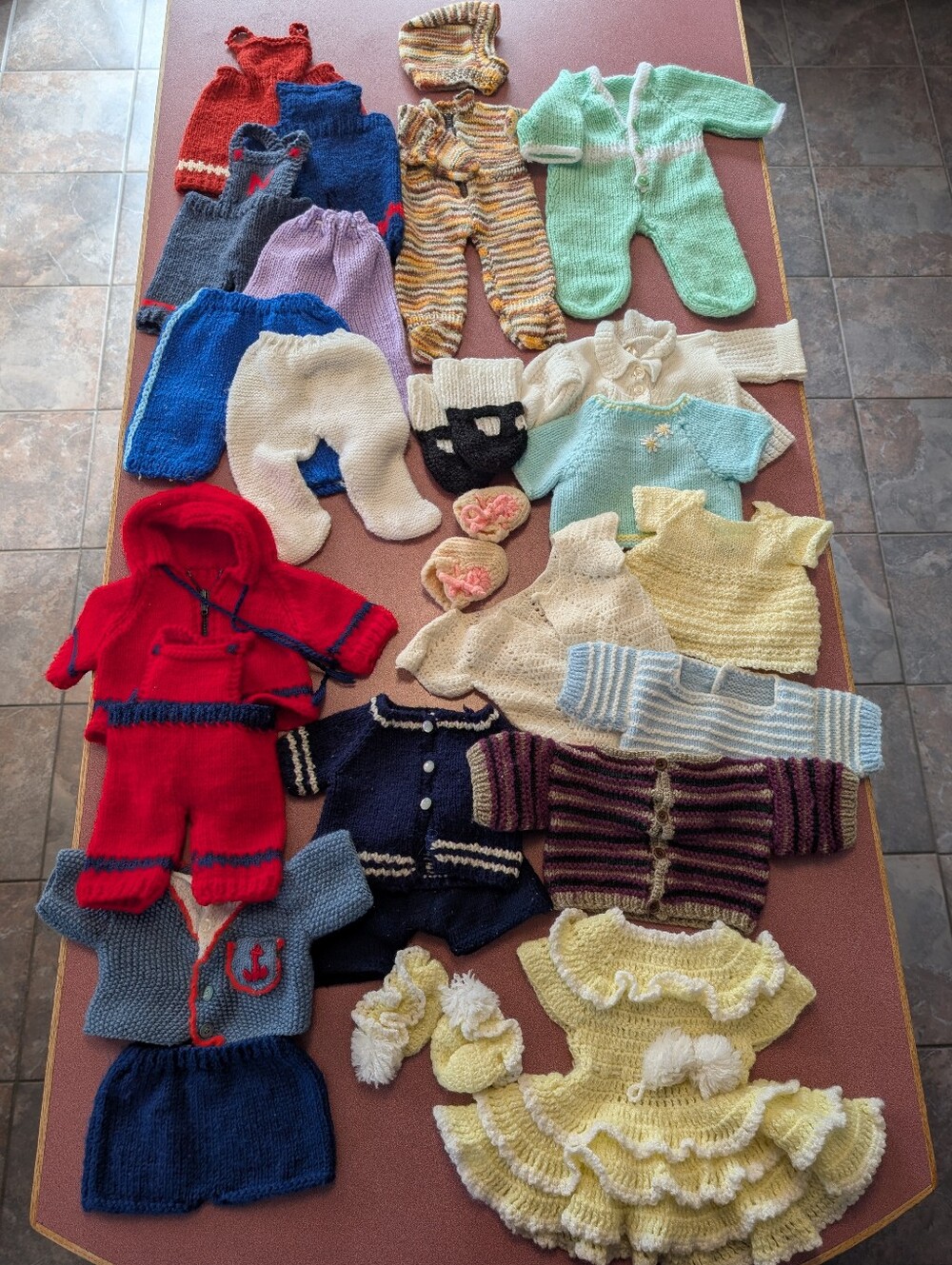Vintage Wool Knit Doll Clothes, Fits 16" Cabbage Patch Kids Sized Dolls